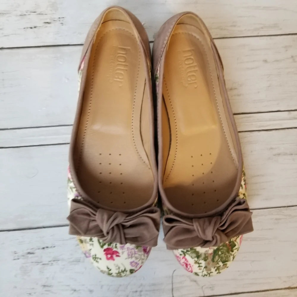 Hotter Comfort Concept Jewel Floral Bow Slip On Ballet Loafers